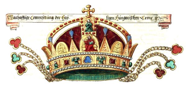 A Szent Korona legrégibb hiteles ábrázolása (Clemens Jäger: Ehrenspiegel des Hauses Österreich)
